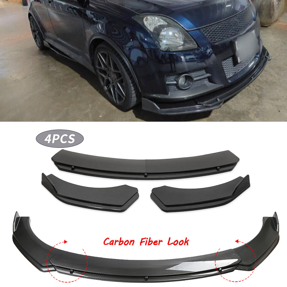 Front Bumper Lip Spoiler Splitter 4Pcs For Honda Accord Carbon Fiber Style
