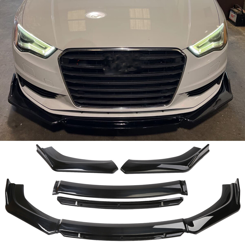 For Mercedes-Benz Front Bumper Lip Spoiler Splitter Body Kit Glossy Black 3PCS
