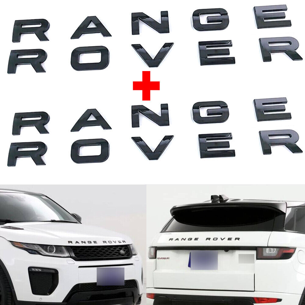 Rear&Front Hood Emblem fit Range Rover Sport Evoque Letter Gloss Black Nameplate