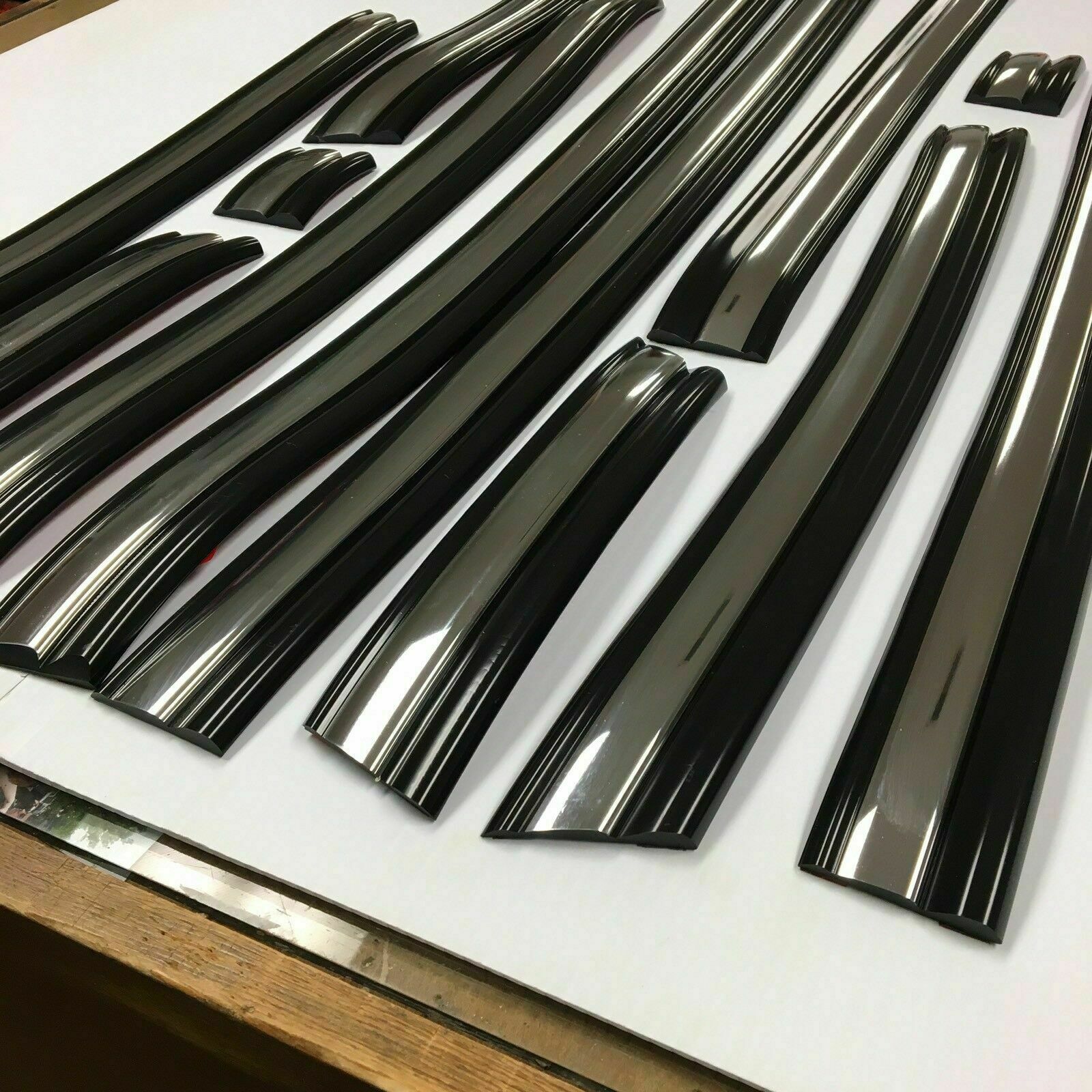 Pre-Cut Black Chrome Body Side Molding Trim 1992-98 Ford F250 Crew Cab Long Bed