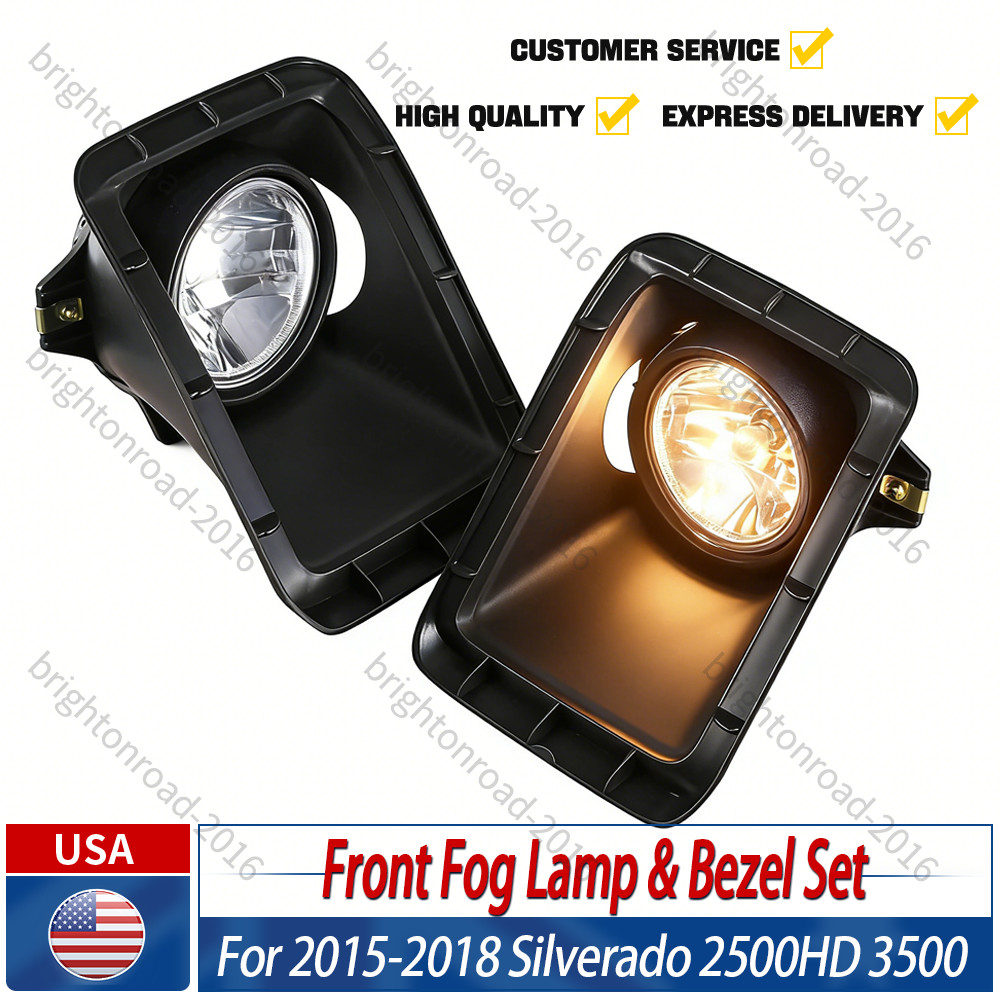 1 Pair Front Left & Right Fog Light Bezel For 2015-2018 Silverado 2500HD 3500