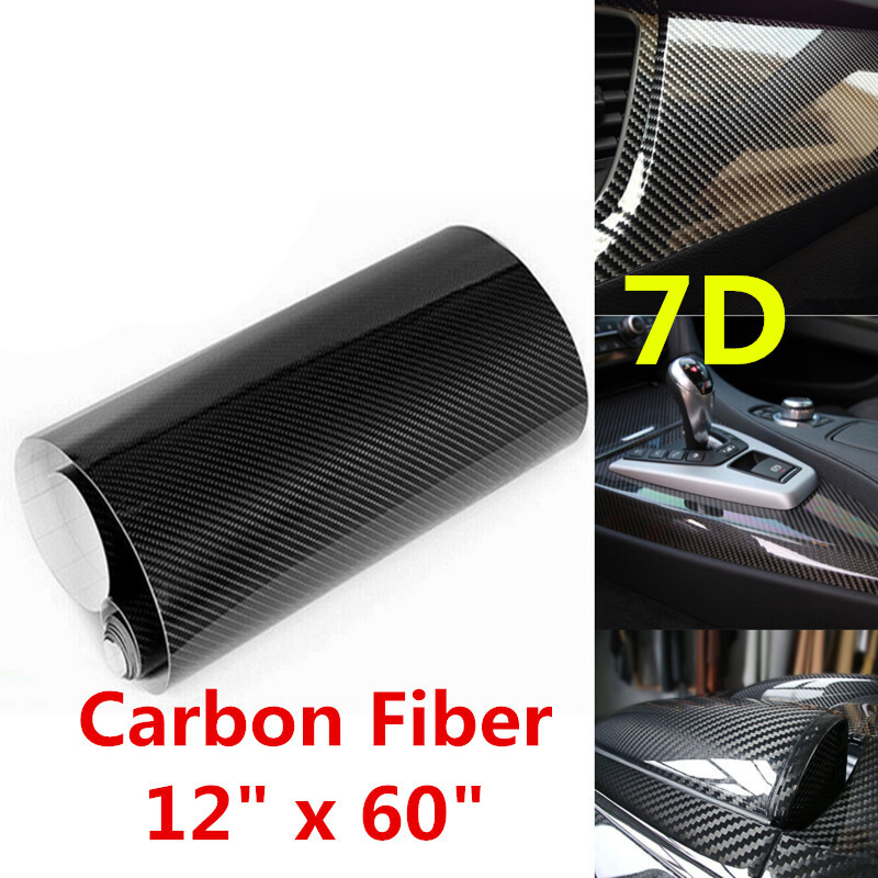 5D Gloss Forged Carbon Fiber Black GOLD Vinyl Car Wrap Film Sticker Decal Sheet