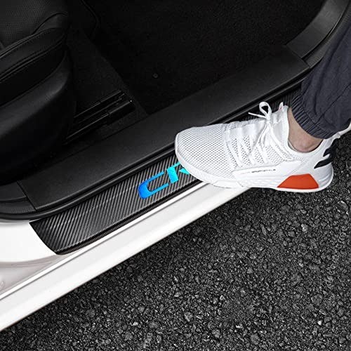 FOR Honda CRV 2006-2024 3D Carbon Fiber Leather Door Sill Protectors Blue 4PCS