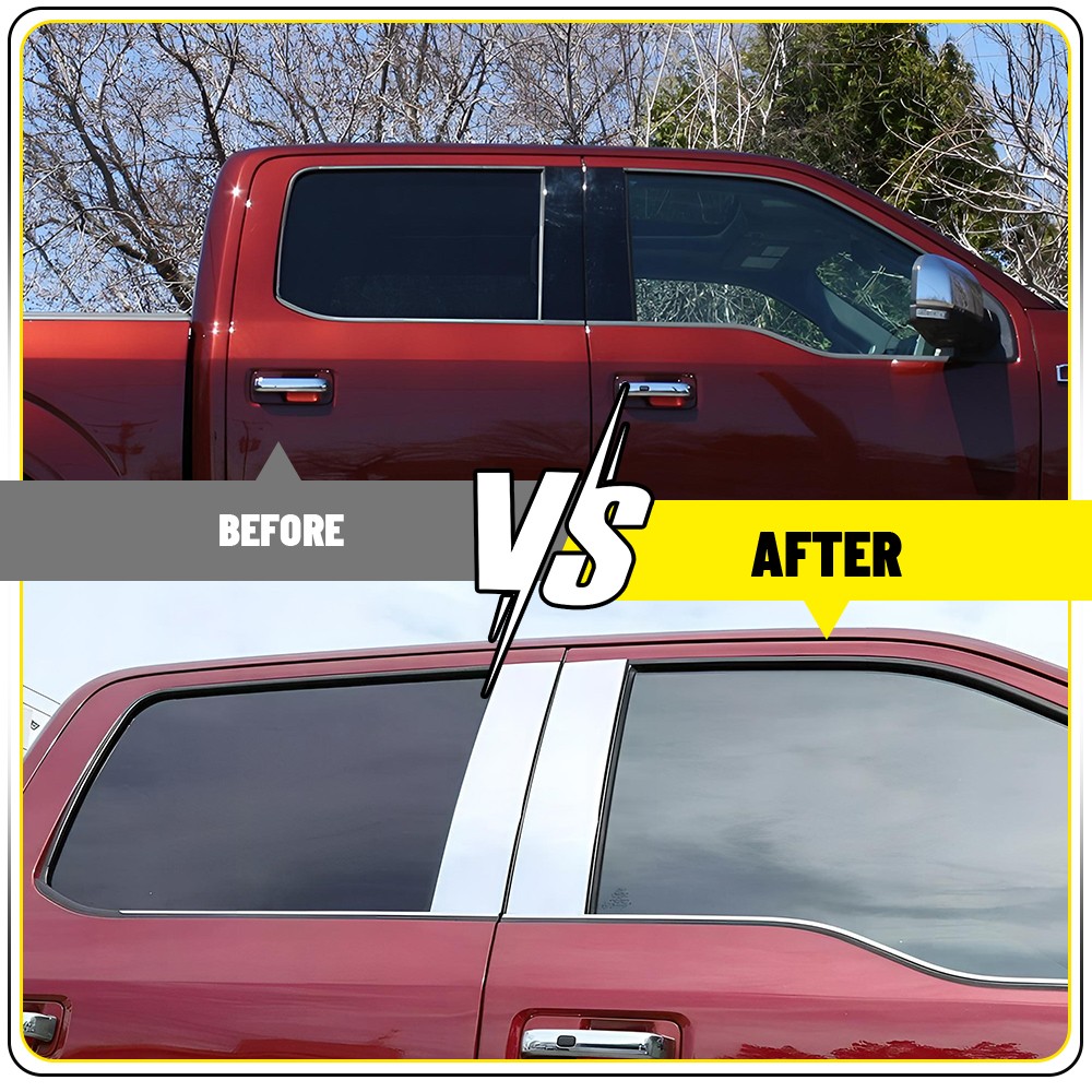 4x Window Pillar Posts Trim For 15-21 Ford F-150 with Keypad Accessories Chrome