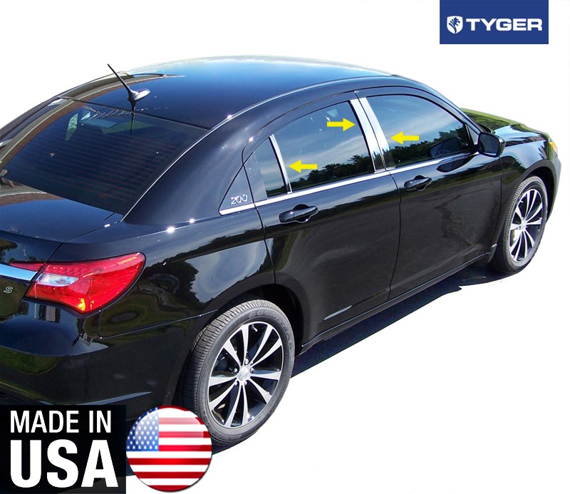 TYGER For 2011-2013 Chrysler 200 6PC Stainless Steel Chrome Pillar Post Trim