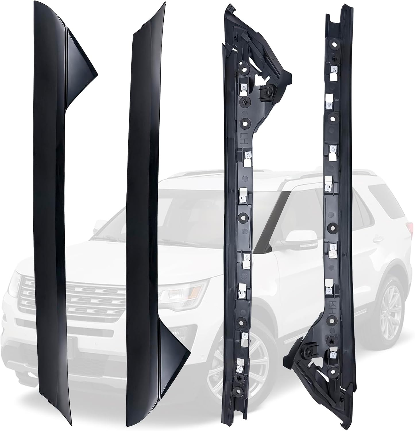 Windshield Trim Molding A-Pillar Fit for Ford Explorer 2011-2019 Gloss Black