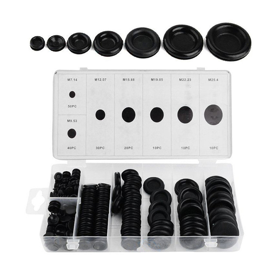 Car Rubber Grommet Firewall Hole Plug Electrical Wire Gasket 170Pcs/Set Black
