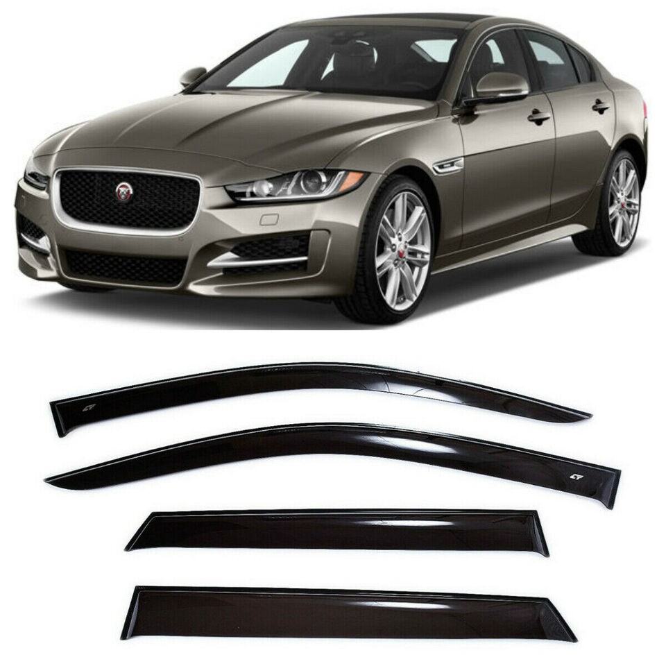 Tape-on Window Visors Sun Rain Guards Fit Jaguar XE Sd 2015-2024 Wind Deflectors