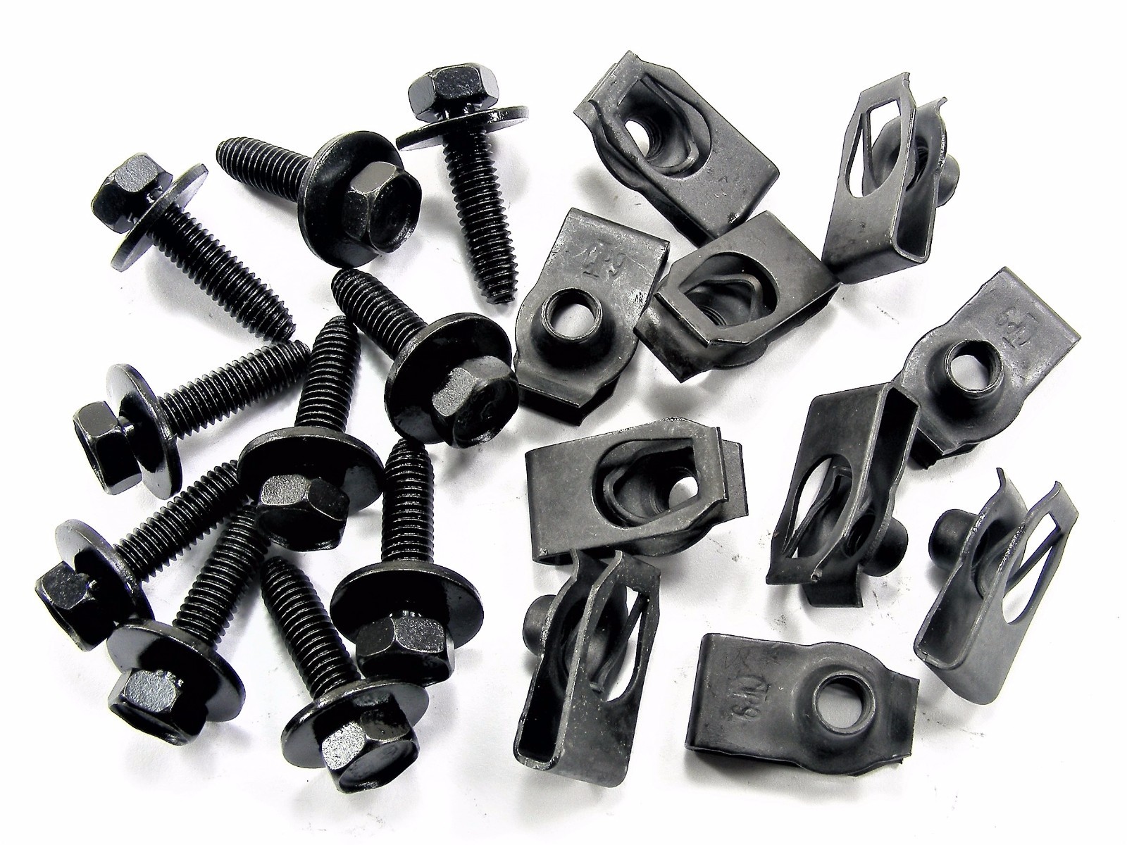 CHEVY Body Bolts & U-nut Clips- M6-1.0 x 25mm Long- 10mm Hex- 20pcs (10ea)- #142