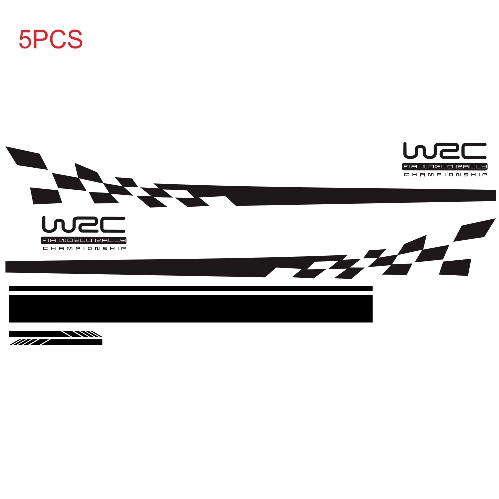 5x Car Racing Black Stripe Graphics Hood Side Body Vinyl Decal Sticker Accessory