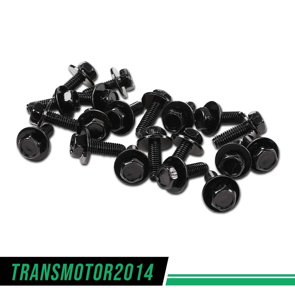 Fit For Honda Body Bolts- M6-1.0 x 20mm Long- 10mm Hex- 17mm Washer- 20 bolts
