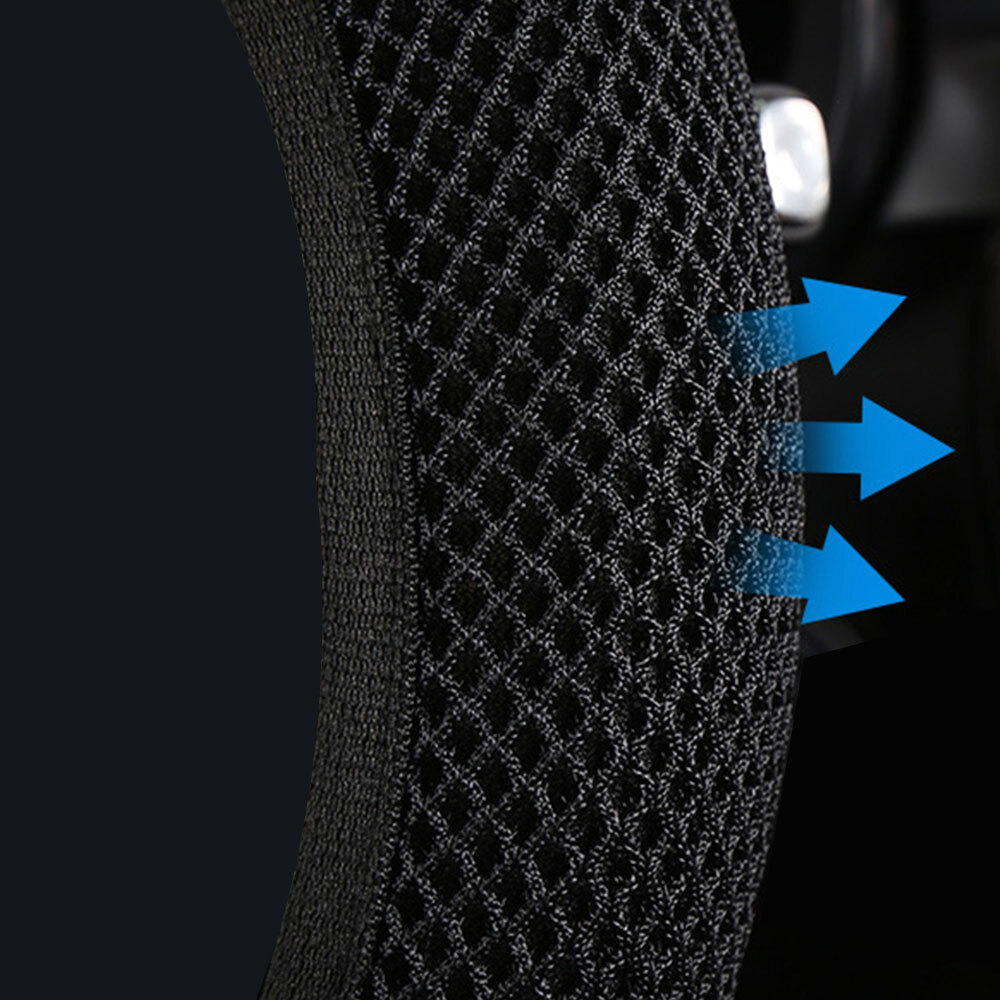 1X Accessories Car Steering Wheel Cover Blue Ice Silk Leather 38cm/15″ Universal