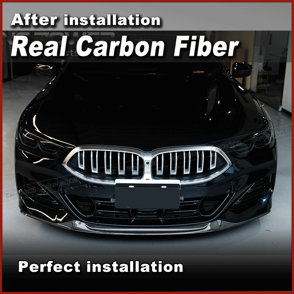 Fit For BMW 8 Series G14 G15 G16 M850i 840i REAL Carbon Front Bumper Lip Spoiler