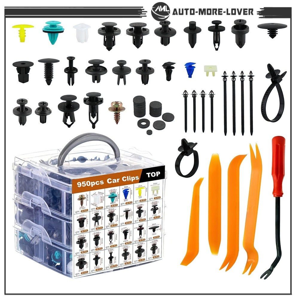 Auto Fastener Set Push Pins 955×Car Body Clip Bumper Multicolor Clip Plastic
