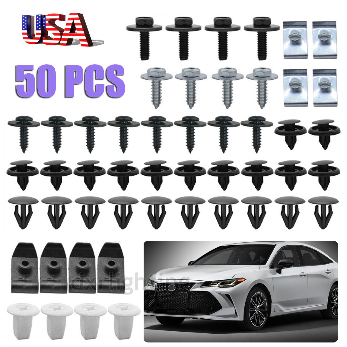 50X Bumper Clips Retainer Car Screws Bolts Rivet Fastener Fender Push For Toyota
