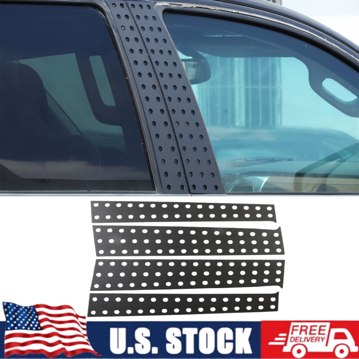 Aluminum Alloy Window Center Pillar Trim Panel Cover For Toyota FJ Cruiser 07-21