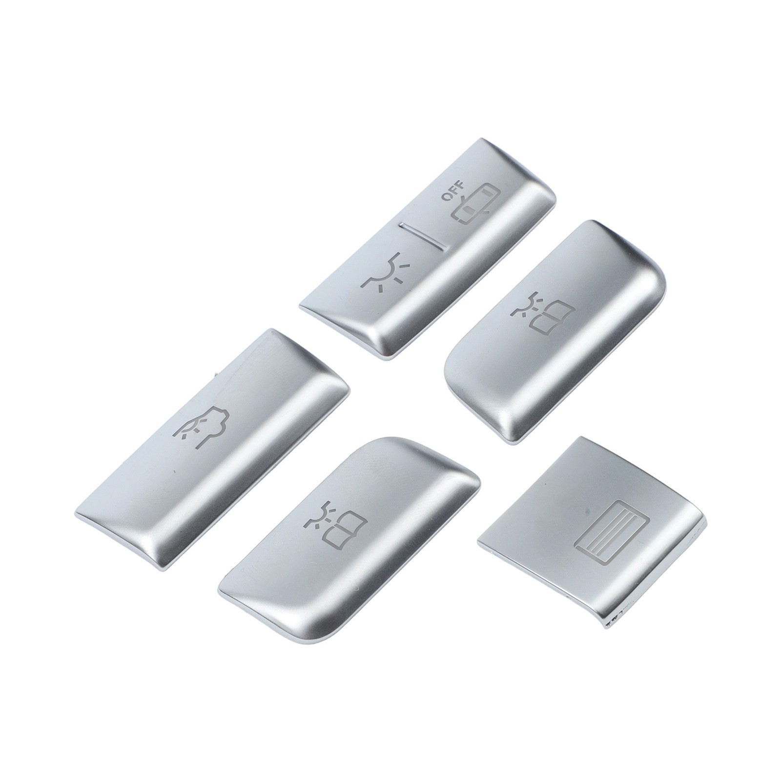 5pcs Silver Roof Reading Lamp Button Patch for Mercedes Car Interior Trim Set