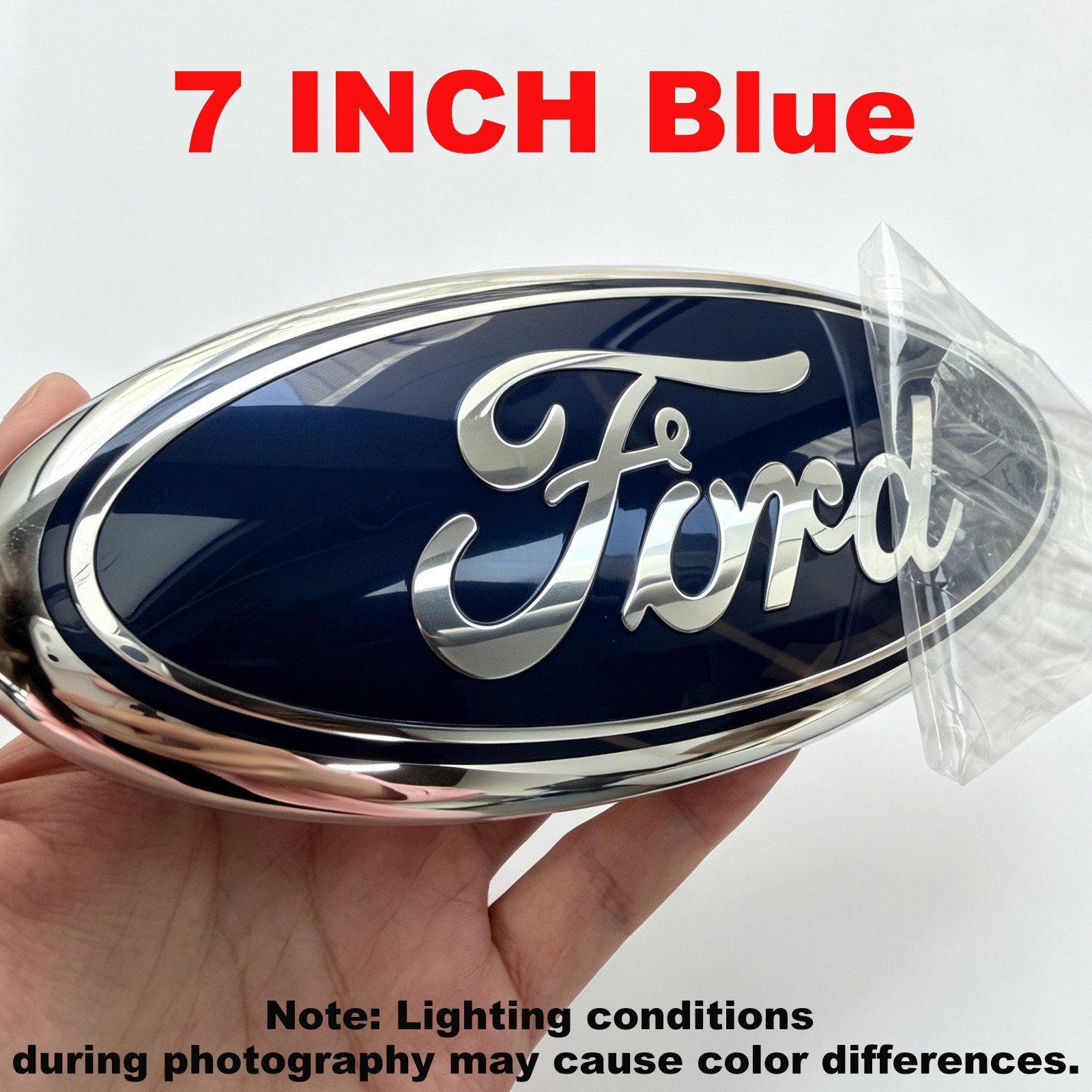 Premium Logo 7″ Emblem Edge Oval Chrome Logo for Ford Grille emblem（blue&black）