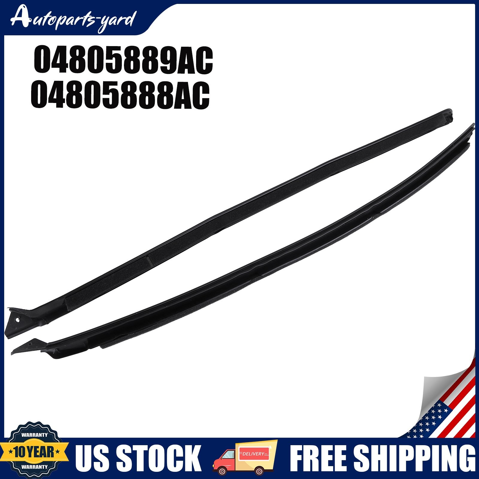 2pcs For 2005-2010 Chrysler 300 Windshield Pillar Molding Left Right 04805889AC