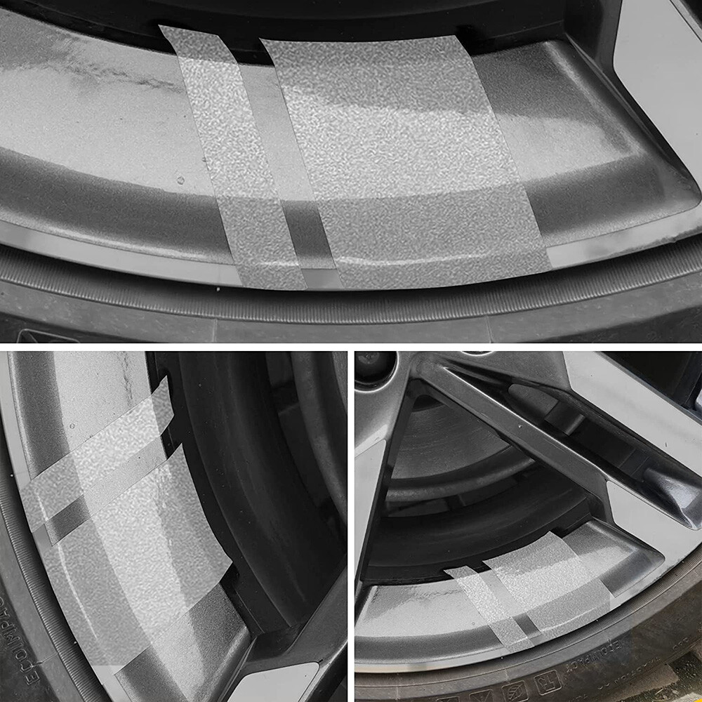 6x Car Wheels Tire Rim Vinyl Decal Racing Stripes Sport Decorate Sticker Silver