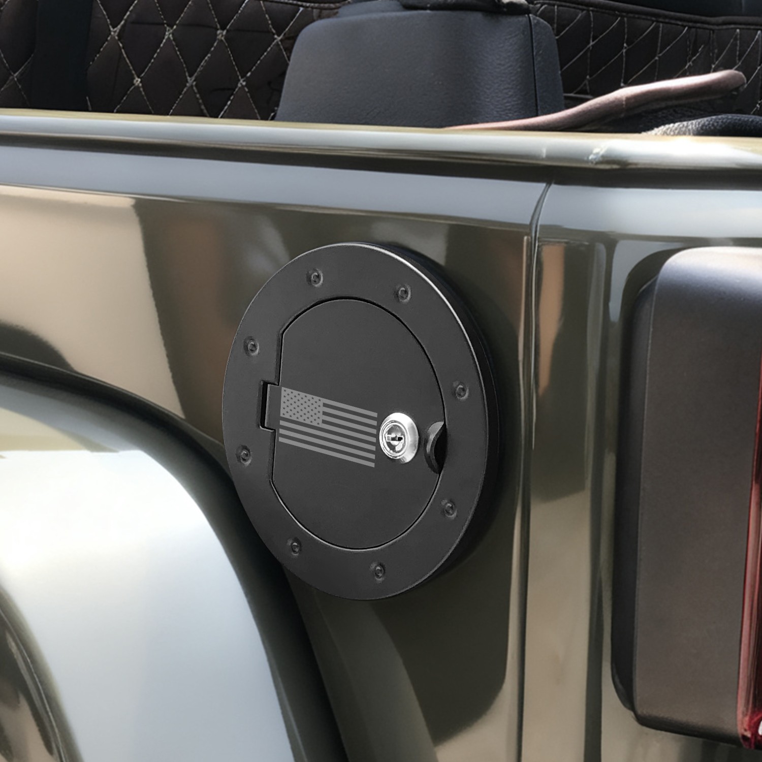 Gas Cap Locking Fuel Filler Door Cover For Jeep Wrangler JK 2007-2017 2/4Dr Trim