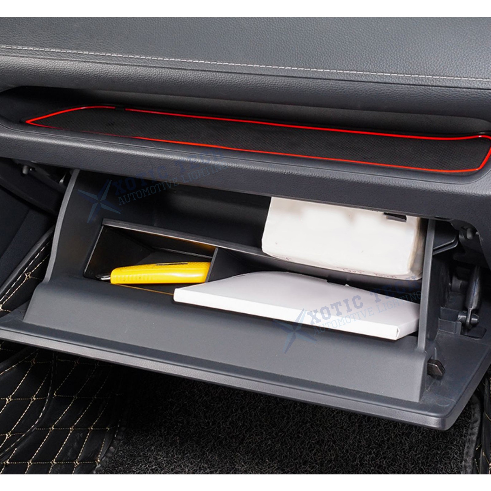 Glove Box Divider Storage Container w/Anti-slip Mat For Toyota RAV4 2019-2023