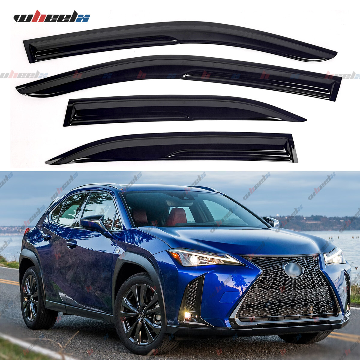 Fit 19-24 Lexus UX200 UX250H JDM Mugen Window Visor Wind Deflectors Rain Guards
