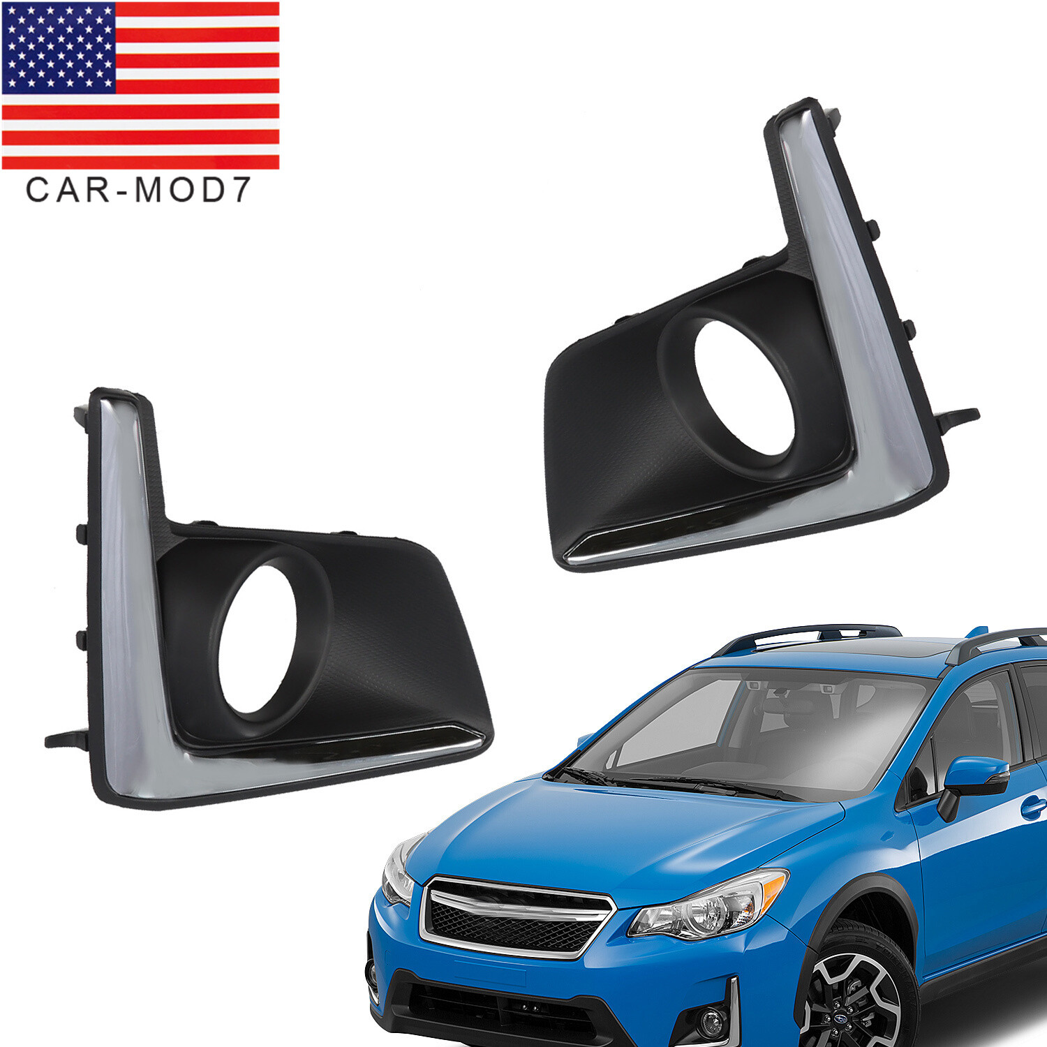 Fog Light Trim Set For 2016-17 Subaru Crosstrek Left & Right Textured Black 2Pc