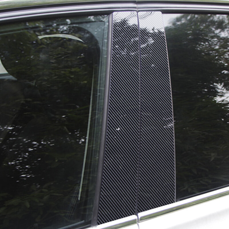 Carbon Fiber Look Pillar Posts Window Trim Cover Fit For Audi A6 C8/4K 2019-2023