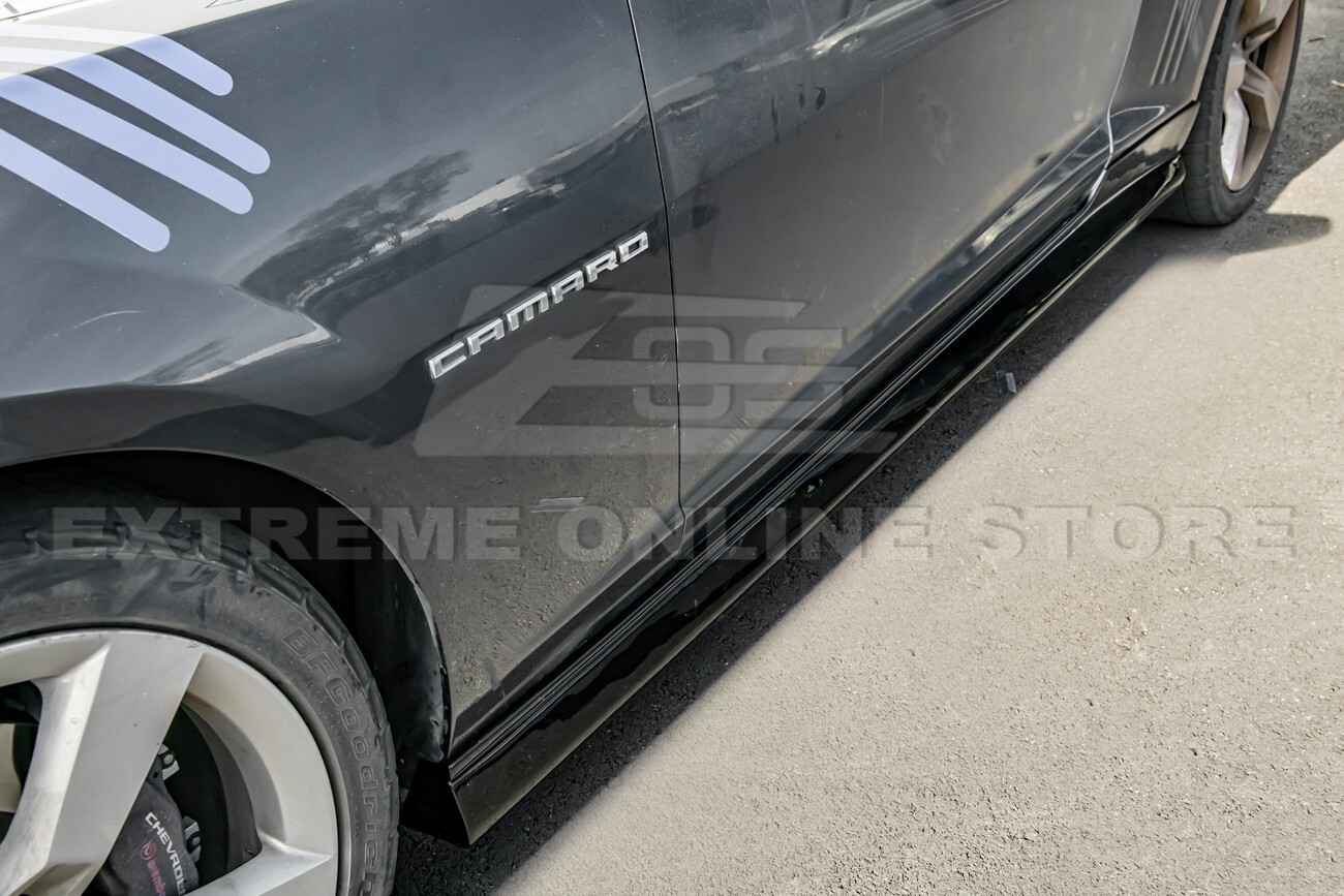 For 10-15 Camaro | ZL1 Style PAINTED GLOSSY BLACK Side Skirts Panel Extension