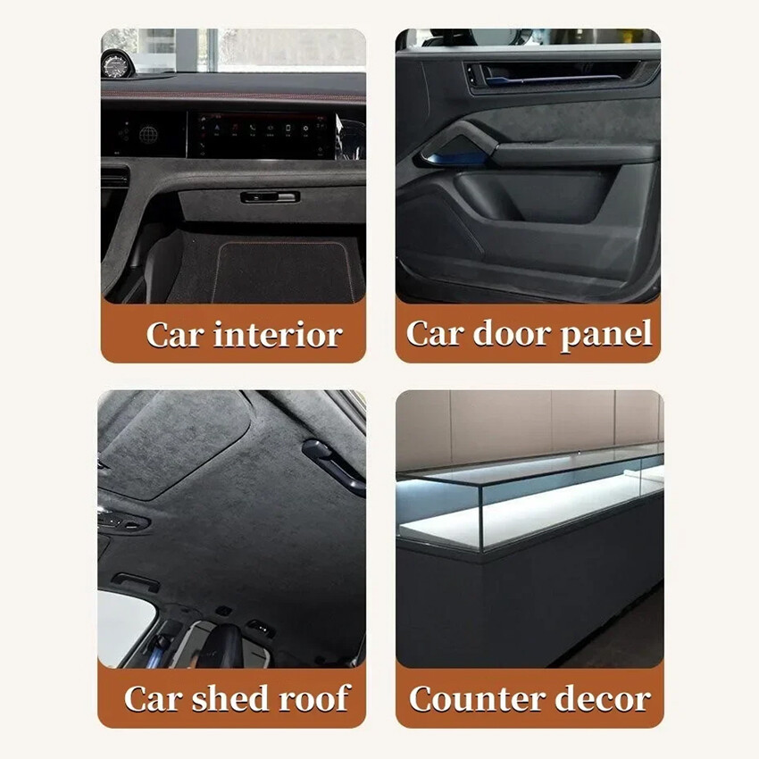 30*150cm Gray Self Adhesive Suede Fabric Velvet Liner Roll for Car Interior