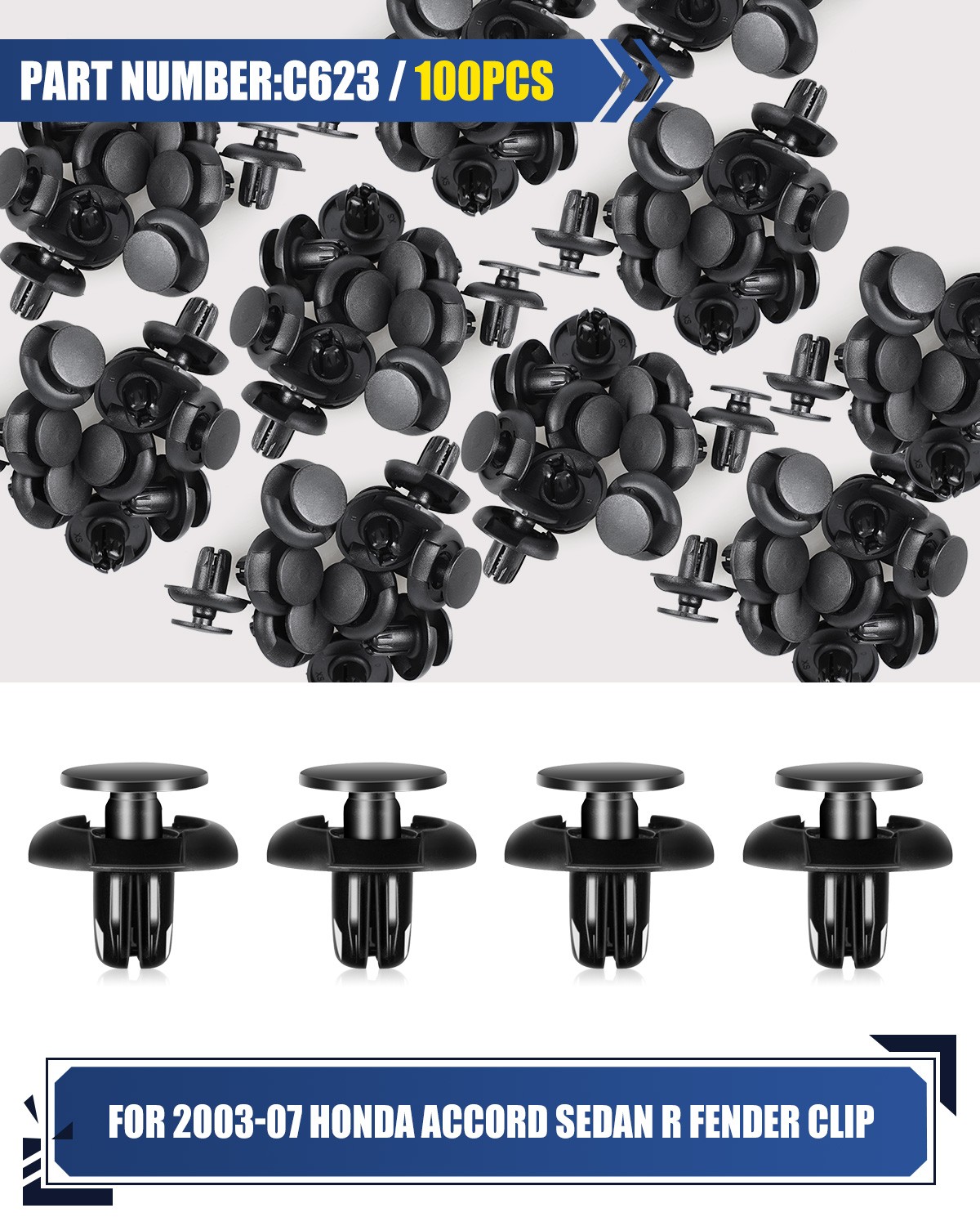 100pcs Inner Wheel Well Fender Retainer Clips Fasteners For Honda 91501-S04-003