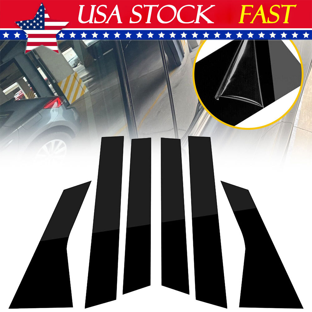 6pcs Pillar Post for 2018-2022 Honda Accord Window Door Trim Cover Glossy Black