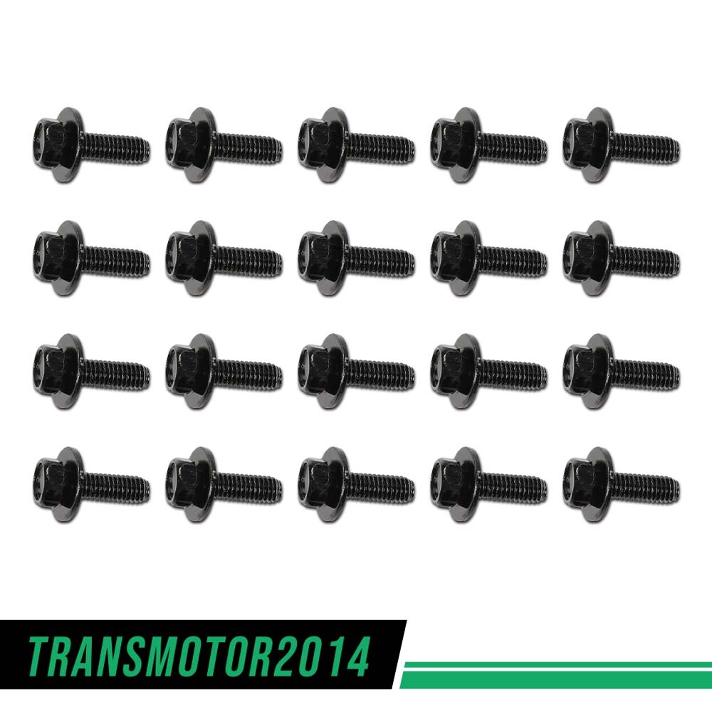 Fit For Honda Body Bolts- M6-1.0 x 20mm Long- 10mm Hex- 17mm Washer- 20 bolts