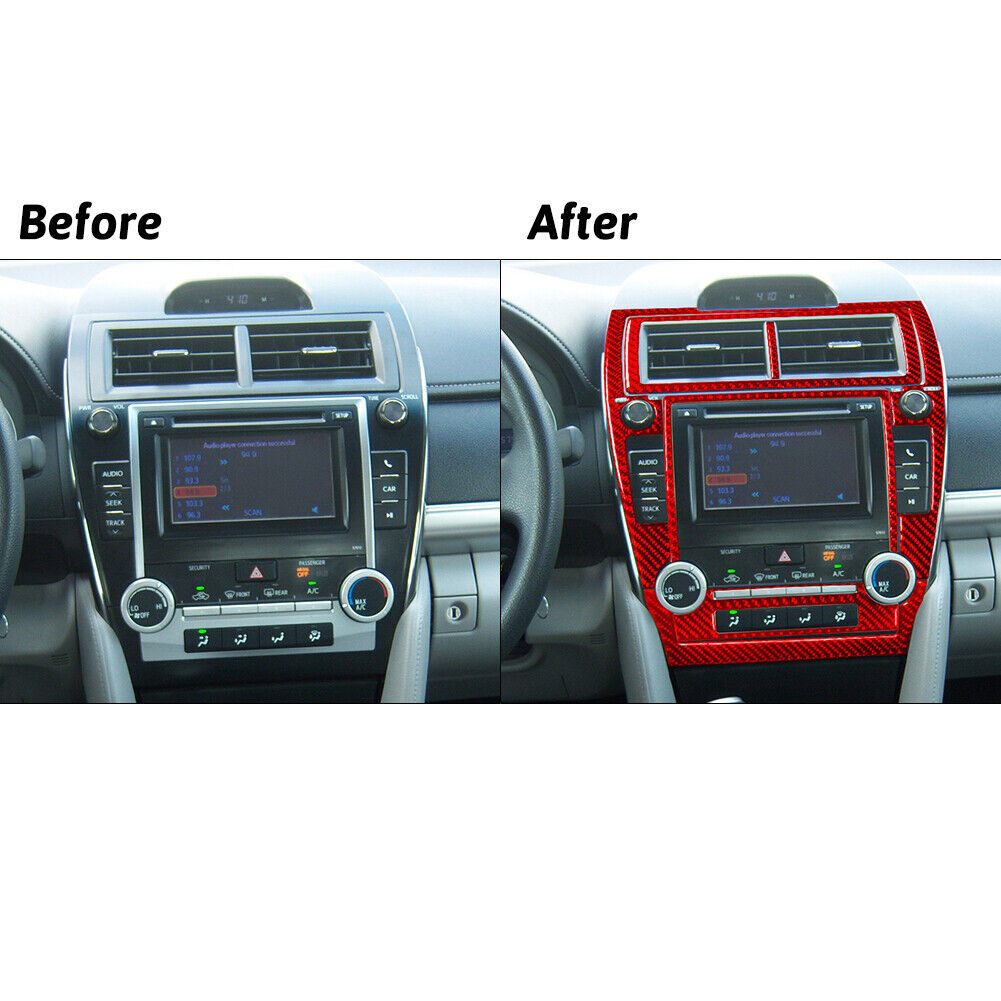 6pcs For Toyota Camry 12-14 Red Carbon Fiber Center Console Interior Trim Set A