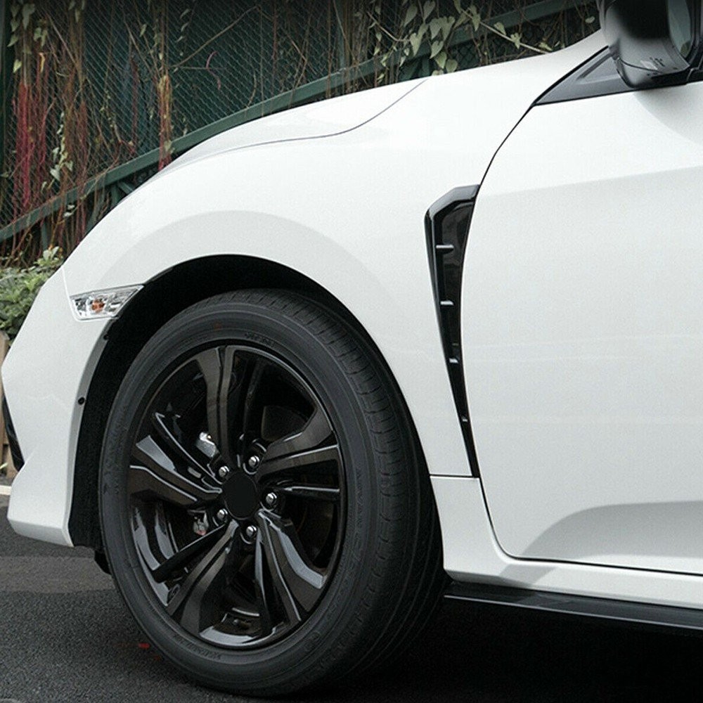For 2016-2021 Honda Civic Glossy Black Side Fender Vent Air Wing Cover Trim 4PCS