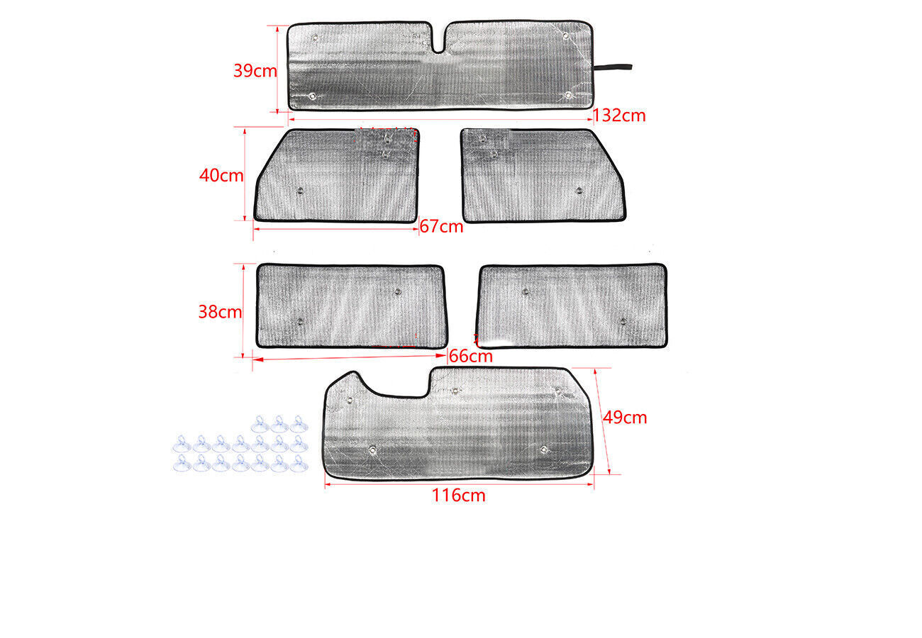 For Jeep Wrangler JK 07-18 Car Window Sunshade Visors Full Set UV Block Cover ×6