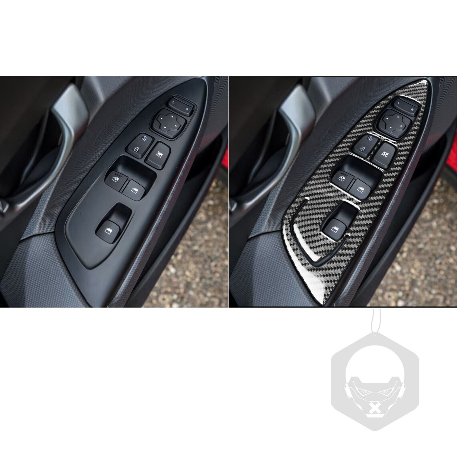 3Pcs For Hyundai Veloster Carbon Fiber Interior Front Door Control Cover Trim