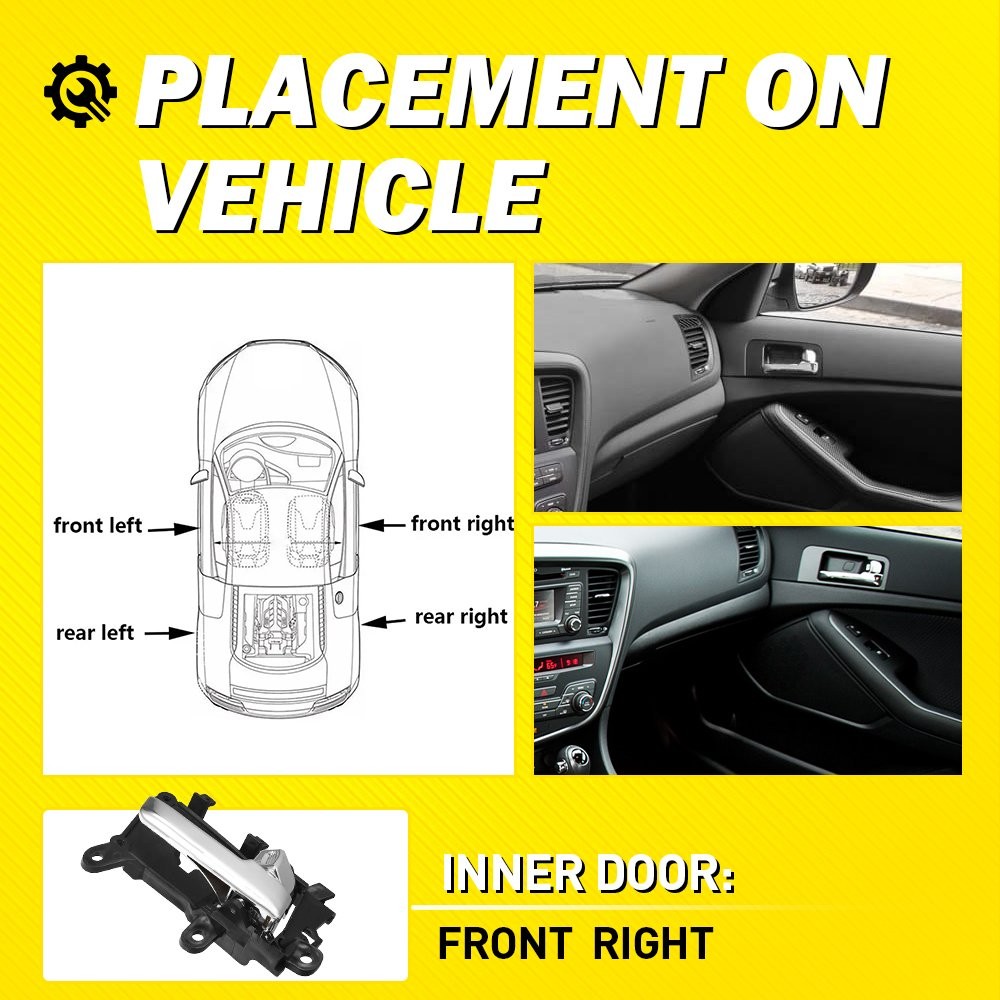 Interior Inner Door Handle Front Right Fits Kia Optima 2011-2013 Black Chrome EU