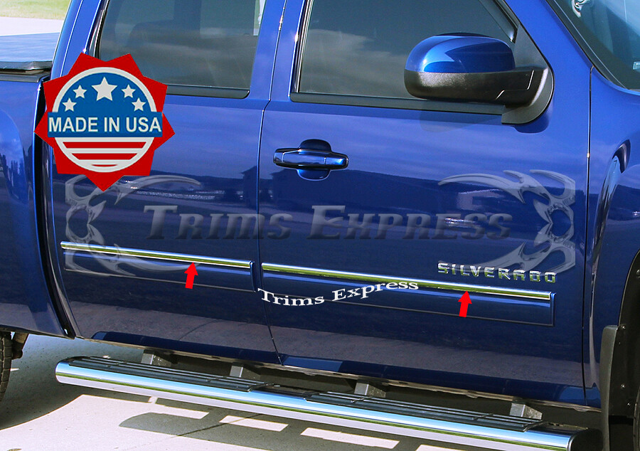 2009-2013 Chevy Silverado Crew Cab Body Side Molding Overlay Trim Top 1″ Cover