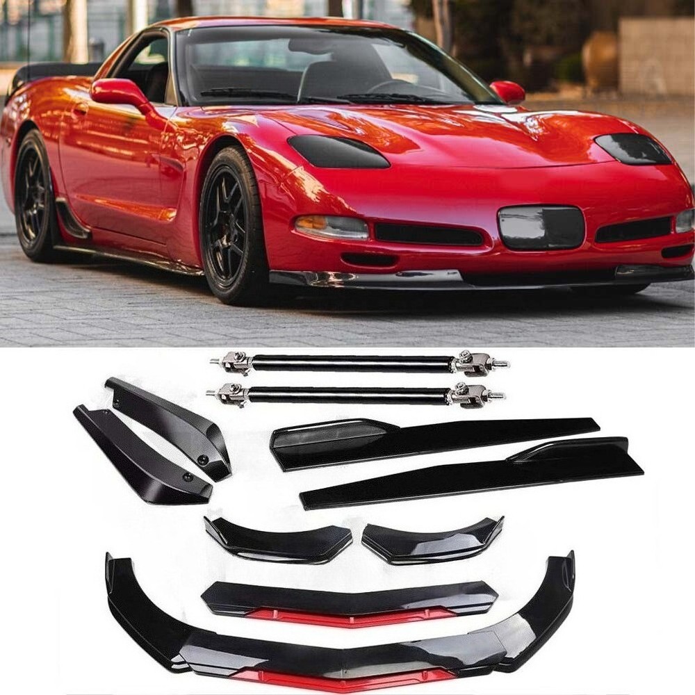 For Chevrolet Corvette C5 97-04 Front Bumper Lip+Side Skirt+Rear Lip+Strut Rods