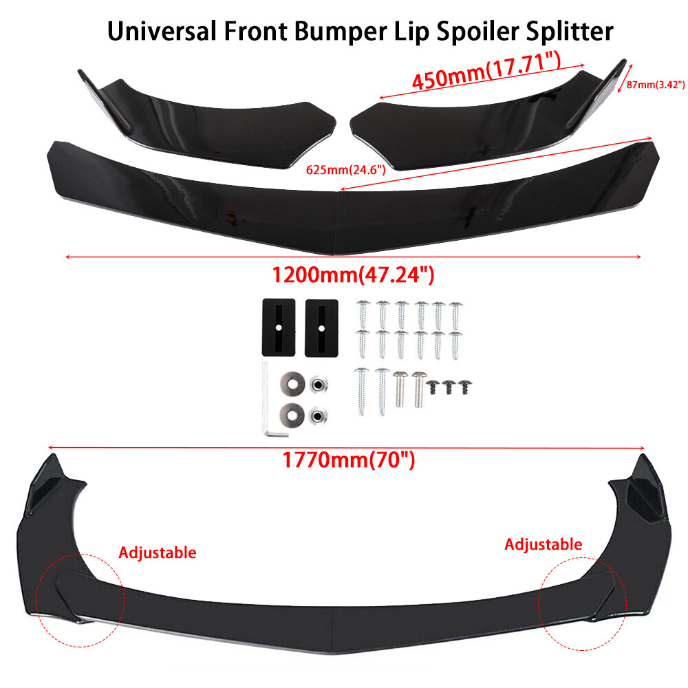 For Cadillac XT4 XT5 XT6 UNIVERSAL Front Bumper Lip Spoiler Splitter Glossy BK
