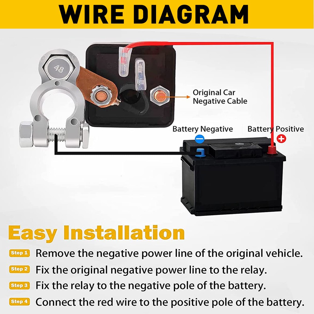 Remote Battery Disconnect Switch Upgraded Kill Switch for Car Truck DC 12V 200A