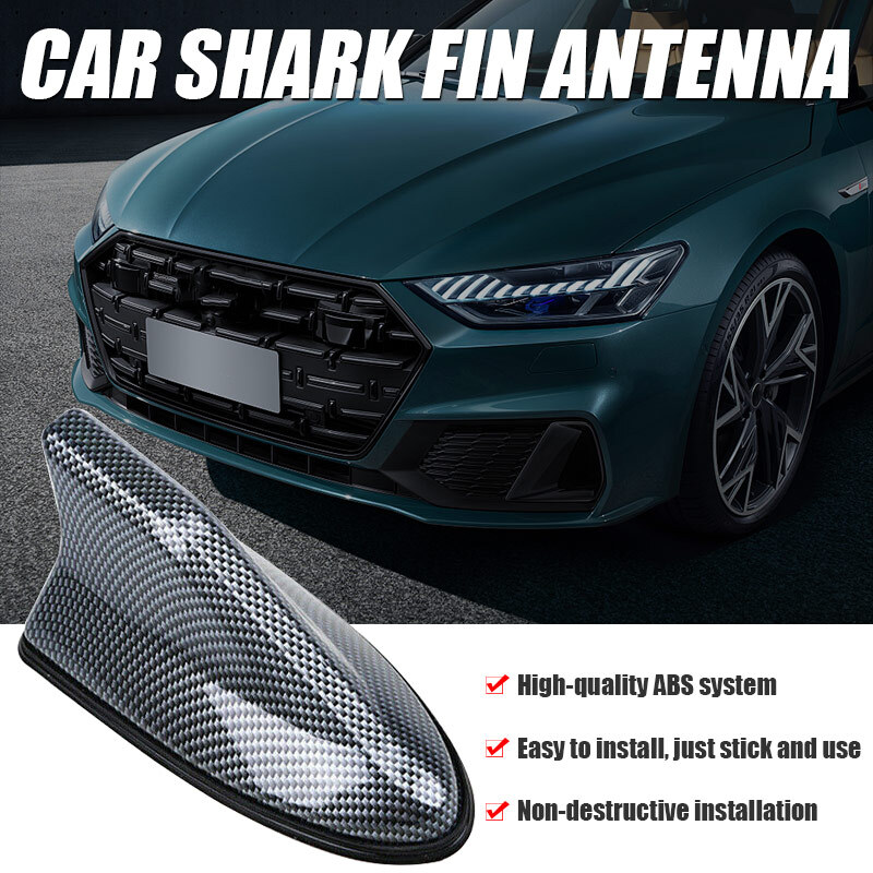 Carbon Fiber Shark Fin Antenna Cover Roof Radio AM/FM Signal Aerial Accessories
