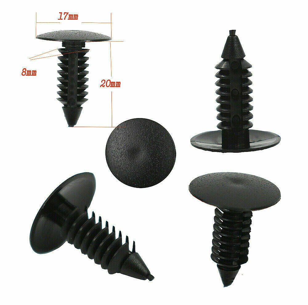 100pc 8mm Bumper Clip Auto Car Hole Plastic Rivets Fastener Fender Push Trim Pin