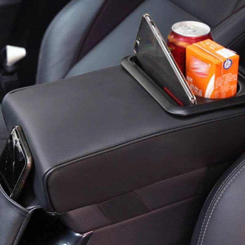 US Car Auto Armrest Box Cushion Pad Center Console Cover With Cup Holder Storage