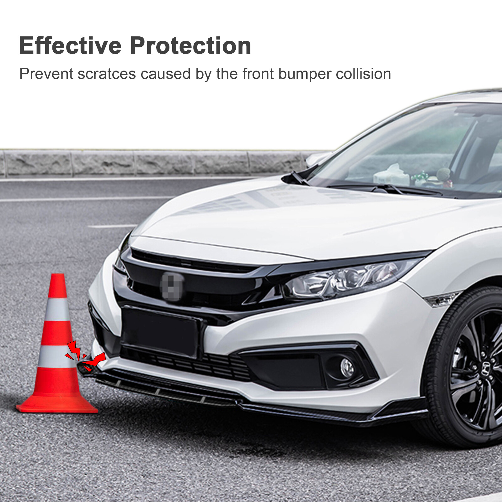 Front Bumper Lip Splitter Spoiler For Acura ILX 13-19 Carbon Fiber Strut Rods