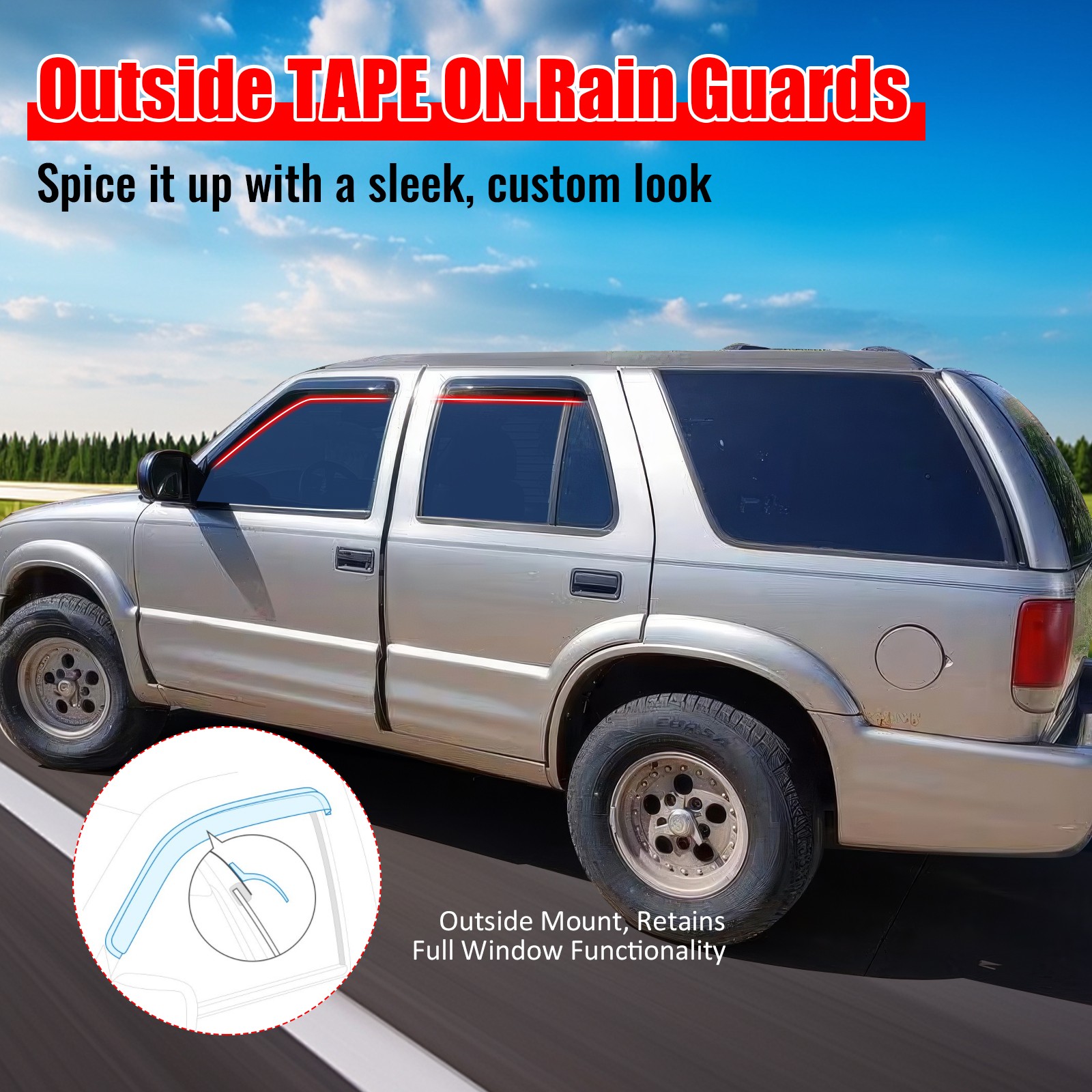 Fits 95-05 GMC Sonoma Jimmy Chevy S10 Blazer Bravada Acrylic Window Visors 4Pc