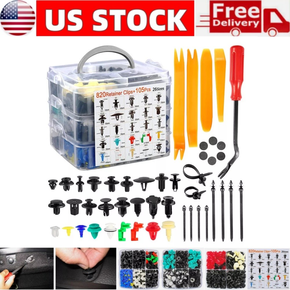 US 925PCS Car Body Push Pin Rivet Trim Panel Fastener Clips Assortment Box Set