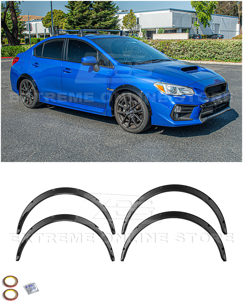 For 15-21 Subaru WRX STi CS Style GLOSS BLACK Side Fender Flares Wheel Trim Pair